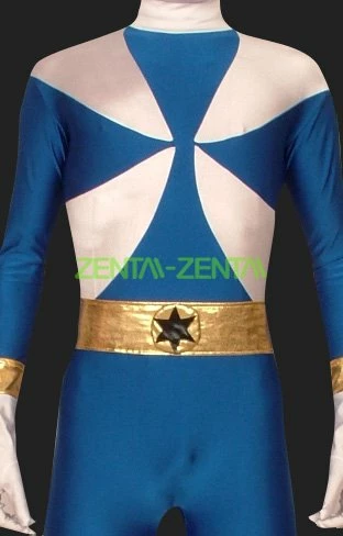 Power Ranger-Lightspeed Rescue Blue And White Lycra Zentai Suit 2 Power Ranger-Lightspeed Rescue Blue And White Lycra Zentai Suit - Image 2