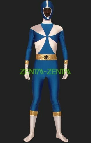 Power Ranger-Lightspeed Rescue Blue And White Lycra Zentai Suit 1 Power Ranger-Lightspeed Rescue Blue And White Lycra Zentai Suit