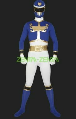 Power Ranger Megaforce | Blue And White Lycra Zentai Racing Suit