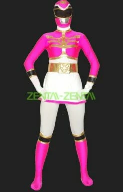 Power Ranger Megaforce | Fuchsia And White Lycra Zentai Suit