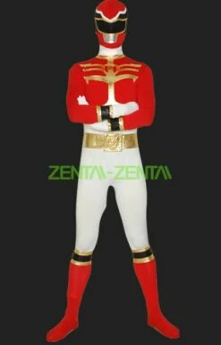 Power Ranger Megaforce | Red And White Spandex Zentai