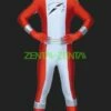Power Ranger-Operation Overdrive Red And White Lycra Zentai Suit