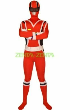 Power Ranger Rainbow Force Costume | Black White And Red Spandex Lycra Zentai