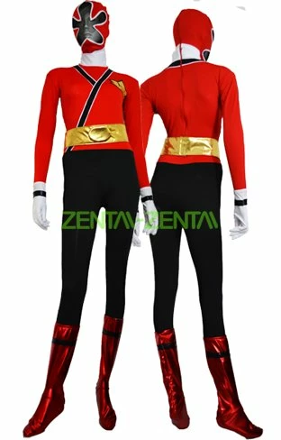 Power Ranger- Samurai Megazord Red And Black Spandex Lycra Catsuit 2 1 Power Ranger- Samurai Megazord Red And Black Spandex Lycra Catsuit 2