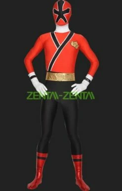 Power Ranger- Samurai Megazord Red And Black Spandex Lycra Catsuit