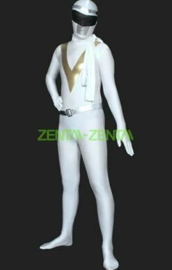 Power Rangers-RPM-White And Silver Lycra Full Body Zentai Suits