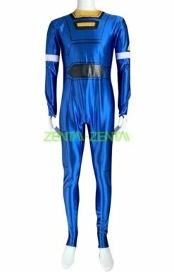 Power Rangers Turbo Costume | Blue Satin And Black Leather Full Bodysuit