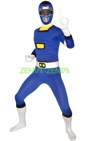 Power Rangers Turbo Costume | Blue Spandex Lycra Full Bodysuit 1 Power Rangers Turbo Costume | Blue Spandex Lycra Full Bodysuit