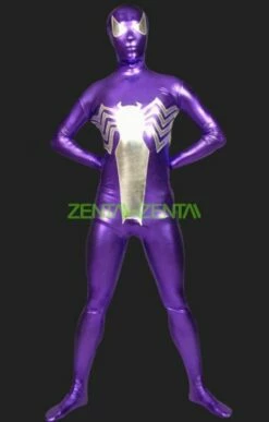 Purple And Silver Shiny Metallic Unisex Zentai Suits
