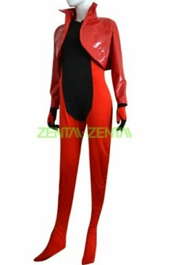 Red And Black Super Hero Catsuit With Jacket