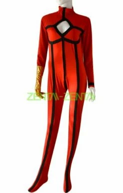 Red And Gold Spandex Lycra Sexy Supehero Costume