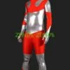 Red And Silver Shiny Metallic And Spandex Lycra Full Body Suit / Zentai Suit