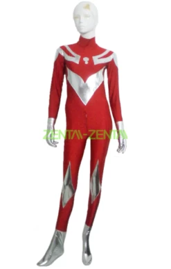 Red And Silver Spandex Lycra Super Hero Catsuit