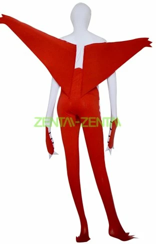 Red And White Spandex Lycra Zentai With Wings 2 Red And White Spandex Lycra Zentai With Wings - Image 2