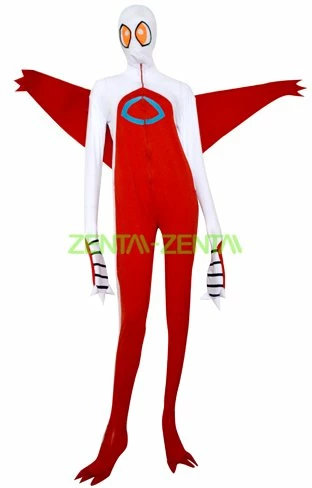 Red And White Spandex Lycra Zentai With Wings 1 Red And White Spandex Lycra Zentai With Wings