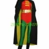 Robin Costume | Red And Green Spandex Lycra Leotard With Gloves And Cape