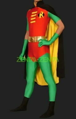 Robin Hood -Red And Green Lycra Unisex Robin Zentai Costumes