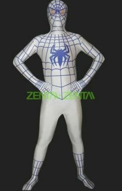 S-guy Blue And White Spandex Lycra Full Body Suit