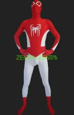 S-guy Costume | Red And White Spandex Lycra Zentai Suit