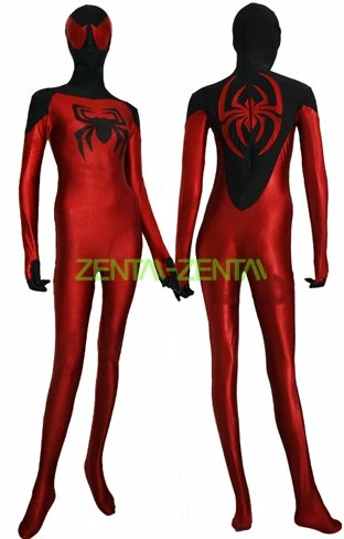 Scarlet Spider Costume | Red And Black Spandex Lycra S-guy Costume 1 Scarlet Spider Costume | Red And Black Spandex Lycra S-guy Costume