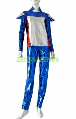 Shiny Blue And Red 2-Piece Costume For Male