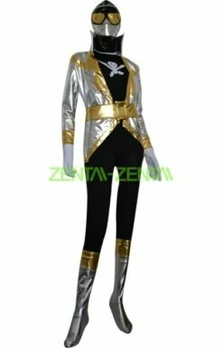 Silver And Black Shiny Metallic Power Ranger Costume