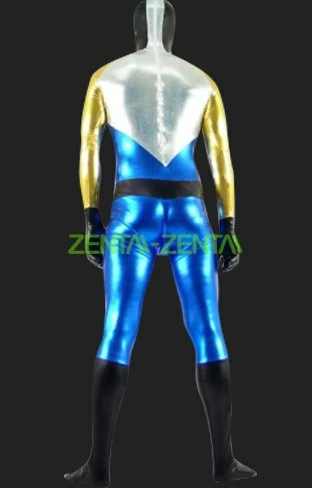 Silver, Gold And Blue Shiny Metallic Full Body Suit/ Zentai Suit 2 Silver, Gold And Blue Shiny Metallic Full Body Suit/ Zentai Suit - Image 2