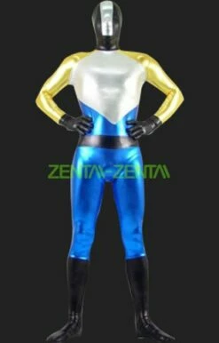 Silver, Gold And Blue Shiny Metallic Full Body Suit/ Zentai Suit