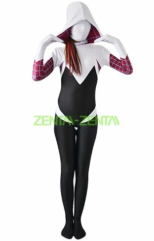 Spider Gwen Stacy | White And Black Zentai Costume No 3D Shades 1 Spider Gwen Stacy | White And Black Zentai Costume No 3D Shades