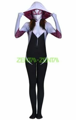 Spider Gwen Stacy | White And Black Zentai Costume With 3D Breasts Shades