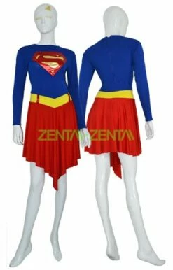 Super Girl | Blue And Red Spandex Lycra Dress Set