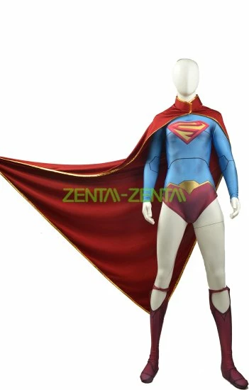 Super Woman Printed Spandex Lycra Costume With Cape 8 Super Woman Printed Spandex Lycra Costume With Cape - Image 8