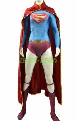 Super Woman Printed Spandex Lycra Costume With Cape