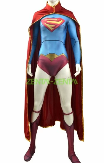Super Woman Printed Spandex Lycra Costume With Cape 1 Super Woman Printed Spandex Lycra Costume With Cape