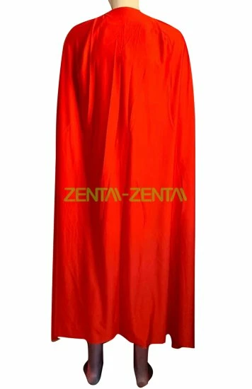 Superman Printed Spandex Lycra Costume With Chest Symbol And Red Cape 4 Superman Printed Spandex Lycra Costume With Chest Symbol And Red Cape - Image 4