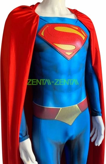 Superman Printed Spandex Lycra Costume With Chest Symbol And Red Cape 6 Superman Printed Spandex Lycra Costume With Chest Symbol And Red Cape - Image 6