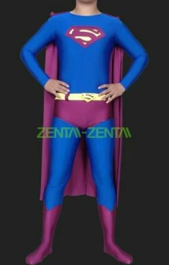 Superman-Purple And Blue Spandex Lycra Catsuit