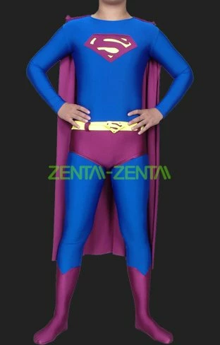 Superman-Purple And Blue Spandex Lycra Catsuit 1 Superman-Purple And Blue Spandex Lycra Catsuit