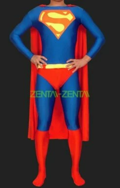 Superman! Red And Blue Lycra Spandex Unisex Super Hero Zentai Suit
