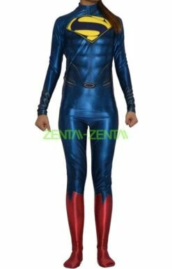Superman Sub-Dye Spandex Lycra Costume With Rubber Chest Symbols