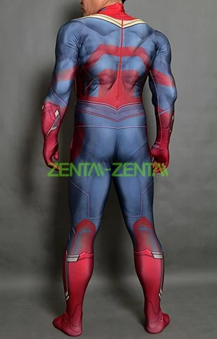 The Vision AOU Printed Spandex Lycra Costume No Hood With Cape 4 The Vision AOU Printed Spandex Lycra Costume No Hood With Cape - Image 4