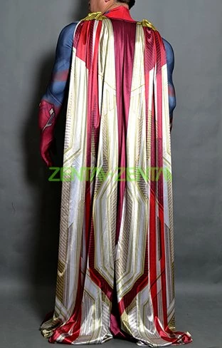 The Vision AOU Printed Spandex Lycra Costume No Hood With Cape 2 The Vision AOU Printed Spandex Lycra Costume No Hood With Cape - Image 2