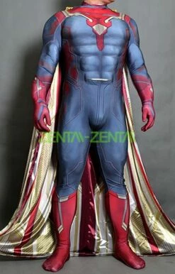 The Vision AOU Printed Spandex Lycra Costume No Hood With Cape