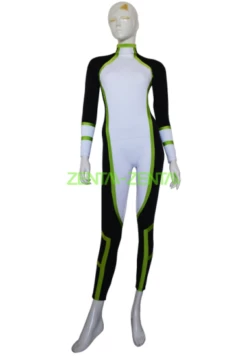 Tron Costume | Light Green Black And White Spandex Lycra Catsuit
