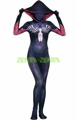 Venom Gwen Printed Spandex Lycra Costume With 3D Shading