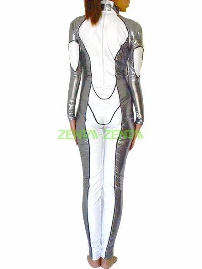 White And Silver Shiny Metallic Superhero Costume 2 White And Silver Shiny Metallic Superhero Costume - Image 2