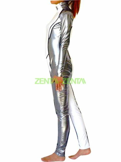 White And Silver Shiny Metallic Superhero Costume 3 White And Silver Shiny Metallic Superhero Costume - Image 3