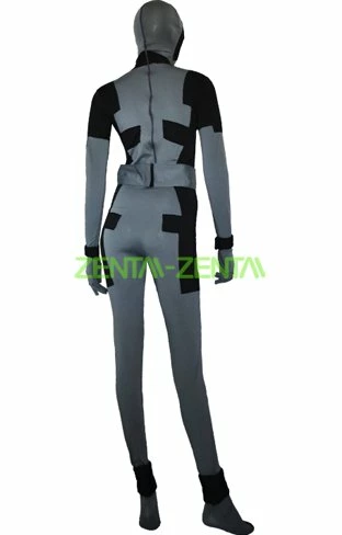 X-Force Deadpool Costume | Black And Dark Grey Spandex Lycra Zentai Suit 2 X-Force Deadpool Costume | Black And Dark Grey Spandex Lycra Zentai Suit - Image 2