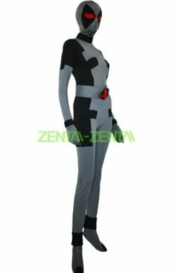 X-Force Deadpool Costume | Black And Dark Grey Spandex Lycra Zentai Suit