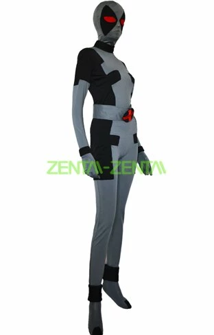 X-Force Deadpool Costume | Black And Dark Grey Spandex Lycra Zentai Suit 1 X-Force Deadpool Costume | Black And Dark Grey Spandex Lycra Zentai Suit